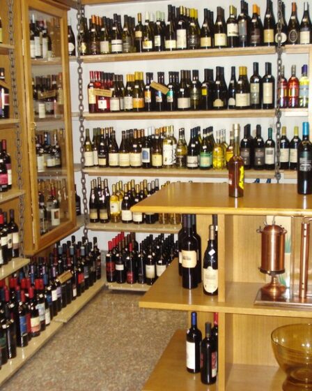 Negozio di vendita al dettaglio di vino, liquori, champagne continua